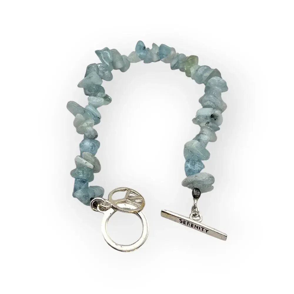 Blue Gemstone Chip Bracelet – Silver Serenity Toggle Clasp